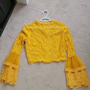 Laced yellow crop top